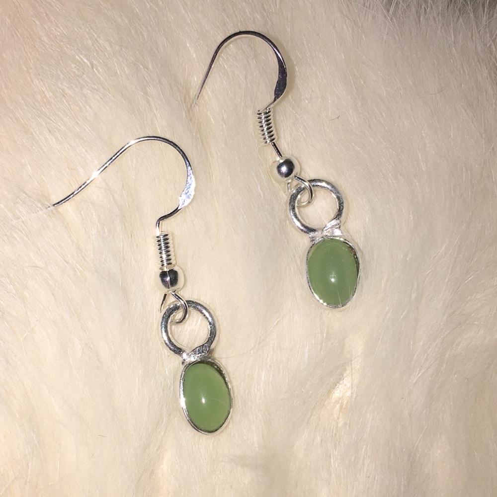925 Chalcedony Stone Green Earrings